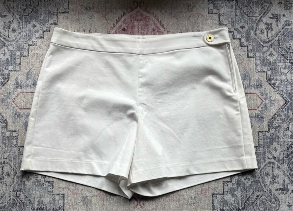 Lilly Pulitzer Shorts Womens 14 White Stretch Cotton Blend Casual Summer Preppy